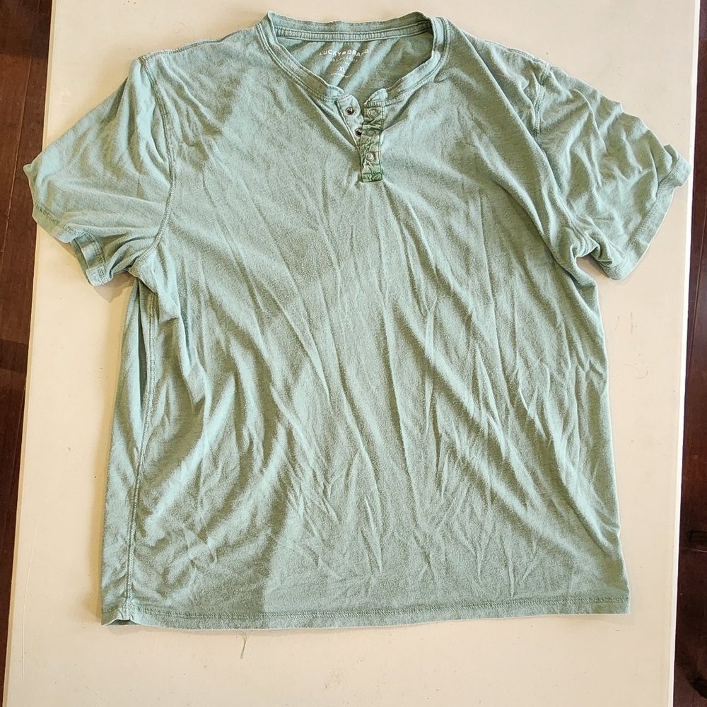Lucky Brand Short Sleeve Sage button henley